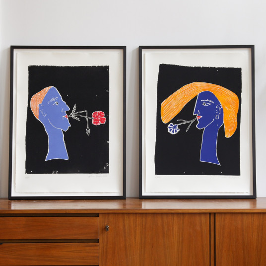 Mann mit Mohnblume & Frau mit Kornblume