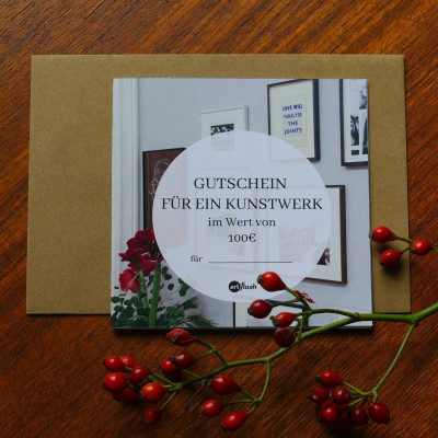 Kunst verschenken und Freude bereiten, Geschenkgutschein, Wert 100 Euro